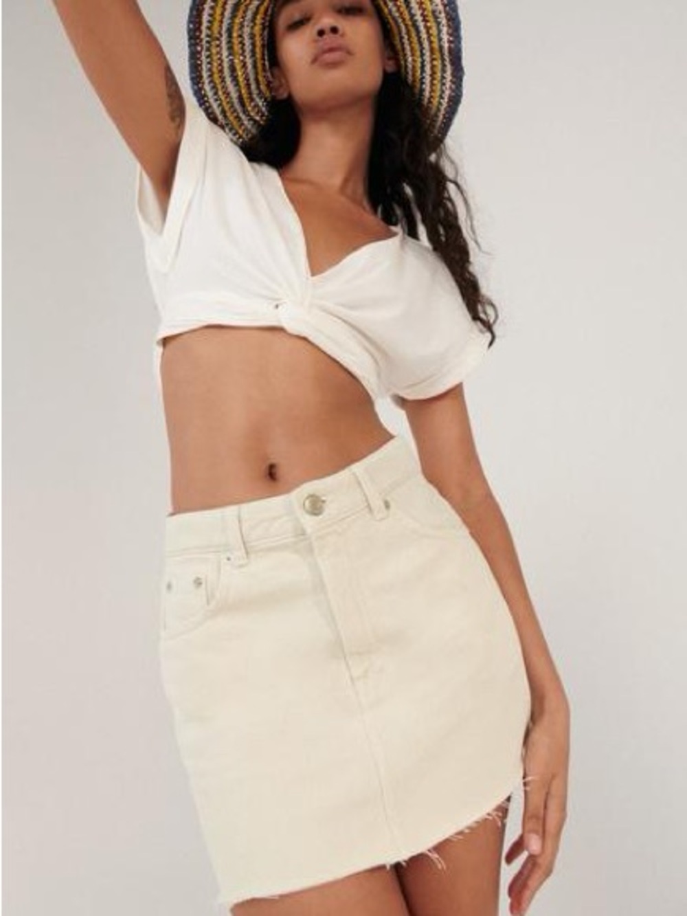 Zara Denim Ecru Mini Skirt